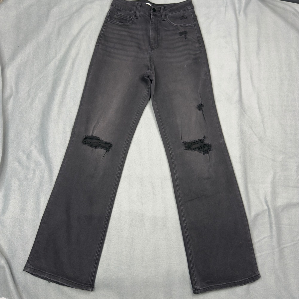Altar'd‎ State Distressed High Rise Flare Jeans Washed Black Gray Size 27